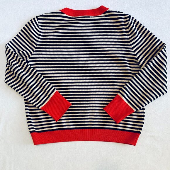 Pretty Garden striped knit skirt set Women's Large red black cream stretch - Picture 4 of 12